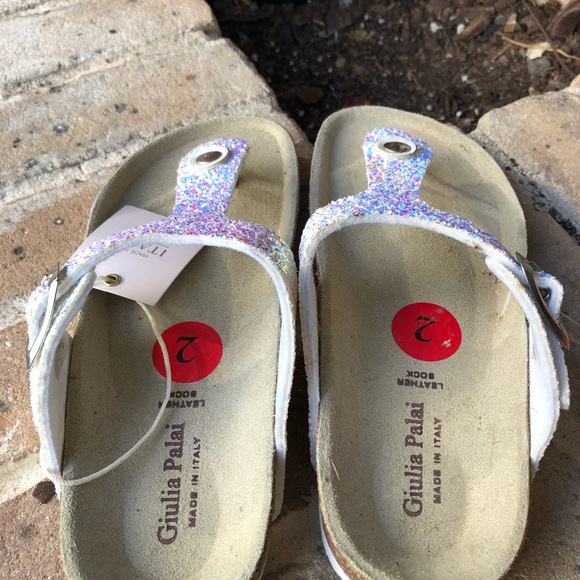 Giulia Palai Girl’s White Glitter Sandals in Size 2 NWT - Picture 4 of 4